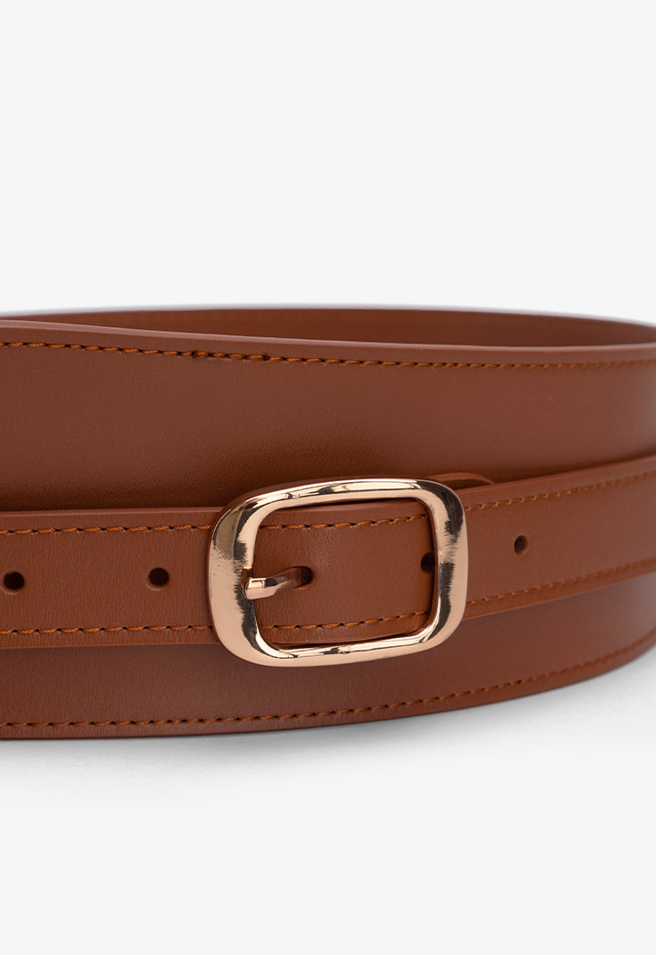 Choice Solid Wide Waist Belt Camel