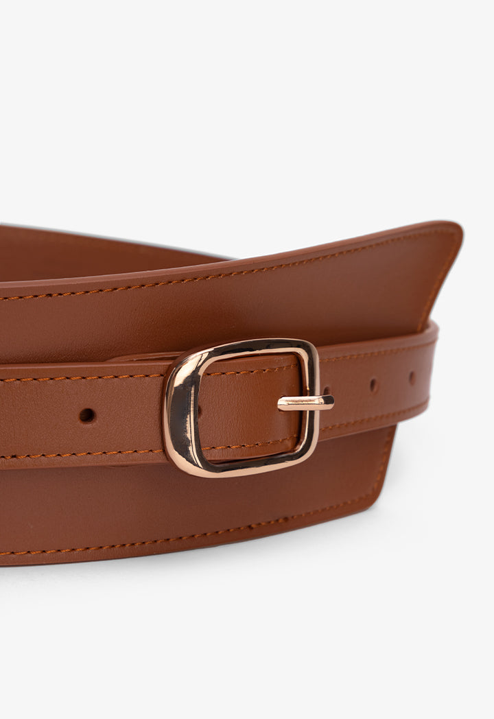 Choice Solid Wide Waist Belt Camel