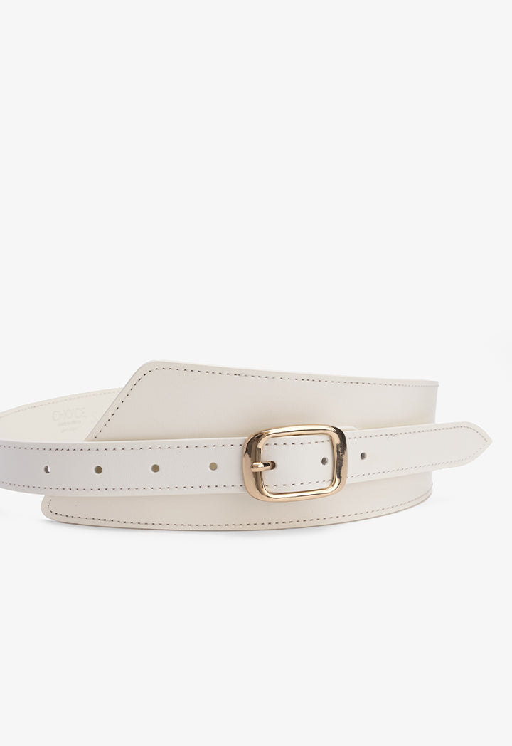 Choice Solid Wide Waist Belt Off White