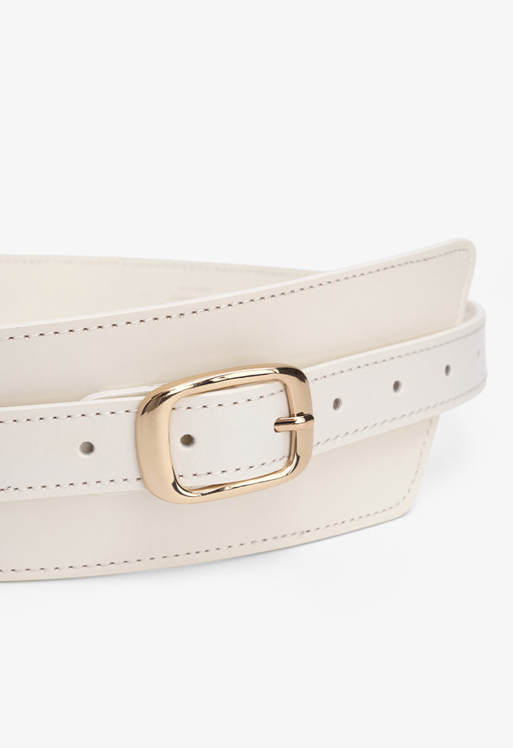 Choice Solid Wide Waist Belt Off White