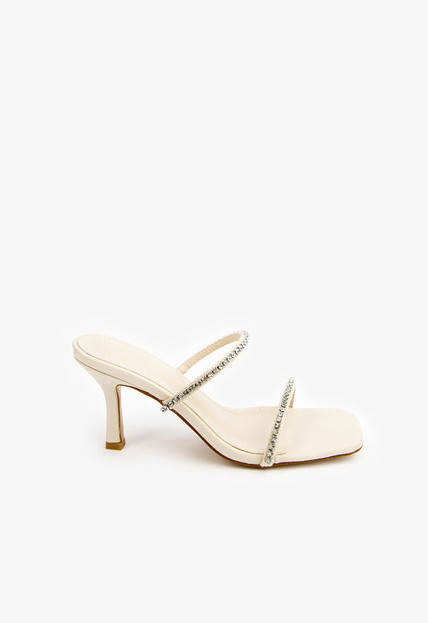 Choice Embellished Strappy Slip On Sandals Beige