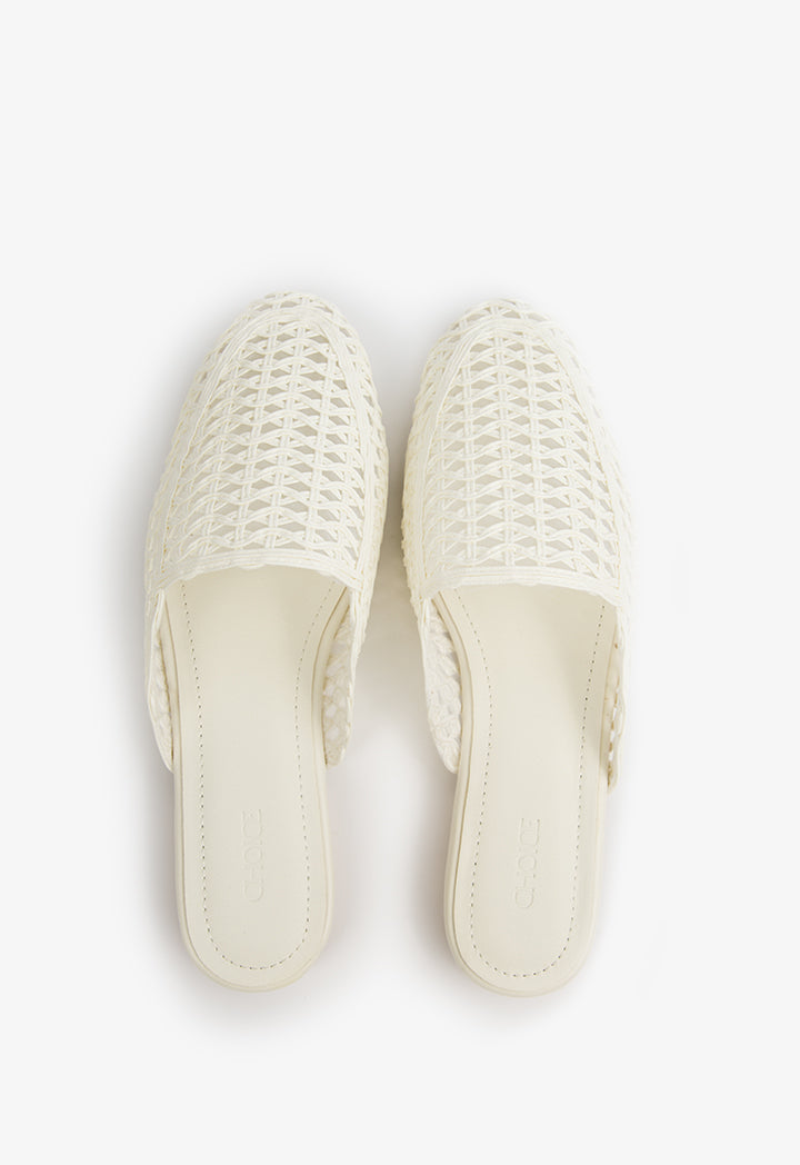 Choice Braided Detail Flat Mules White