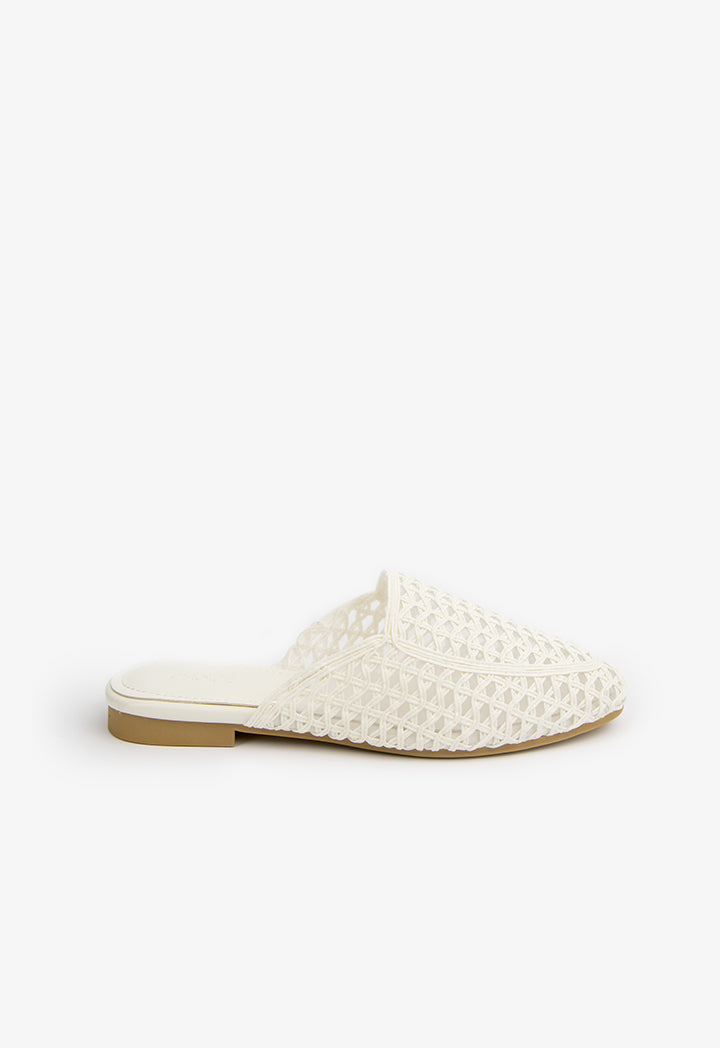 Choice Braided Detail Flat Mules White