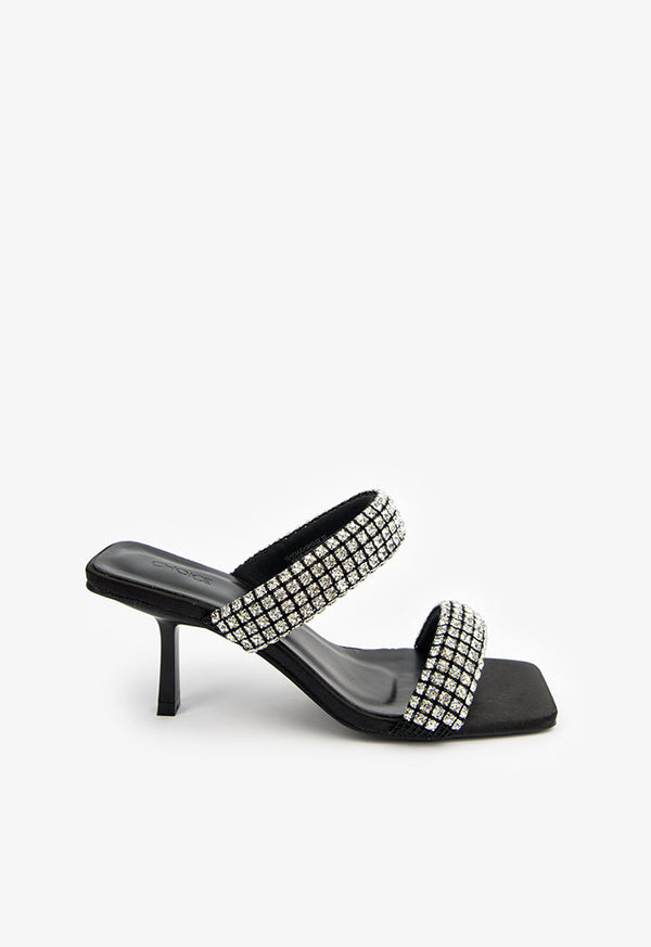 Choice Embellished Strappy Heeled Sandals Black