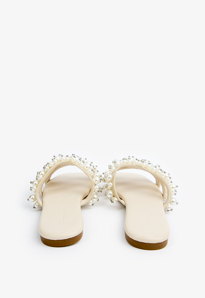 Choice Embellished Detail Flat Sandals Light Beige