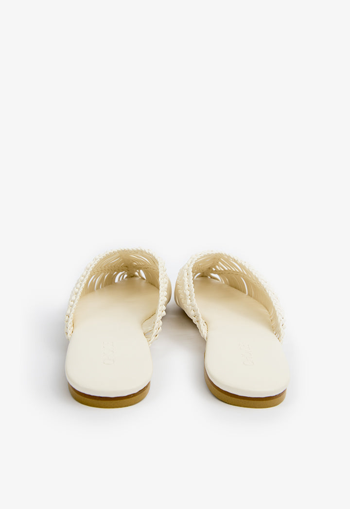 Choice Braided Flat Mules Off White