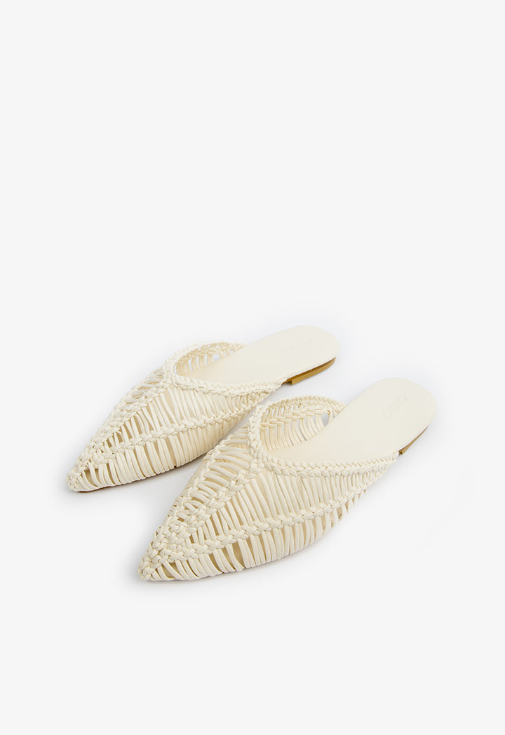 Choice Braided Flat Mules Off White