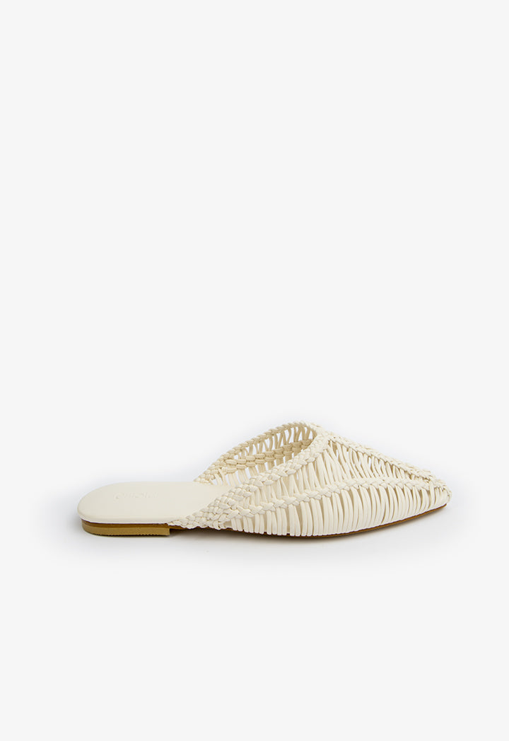 Choice Braided Flat Mules Off White