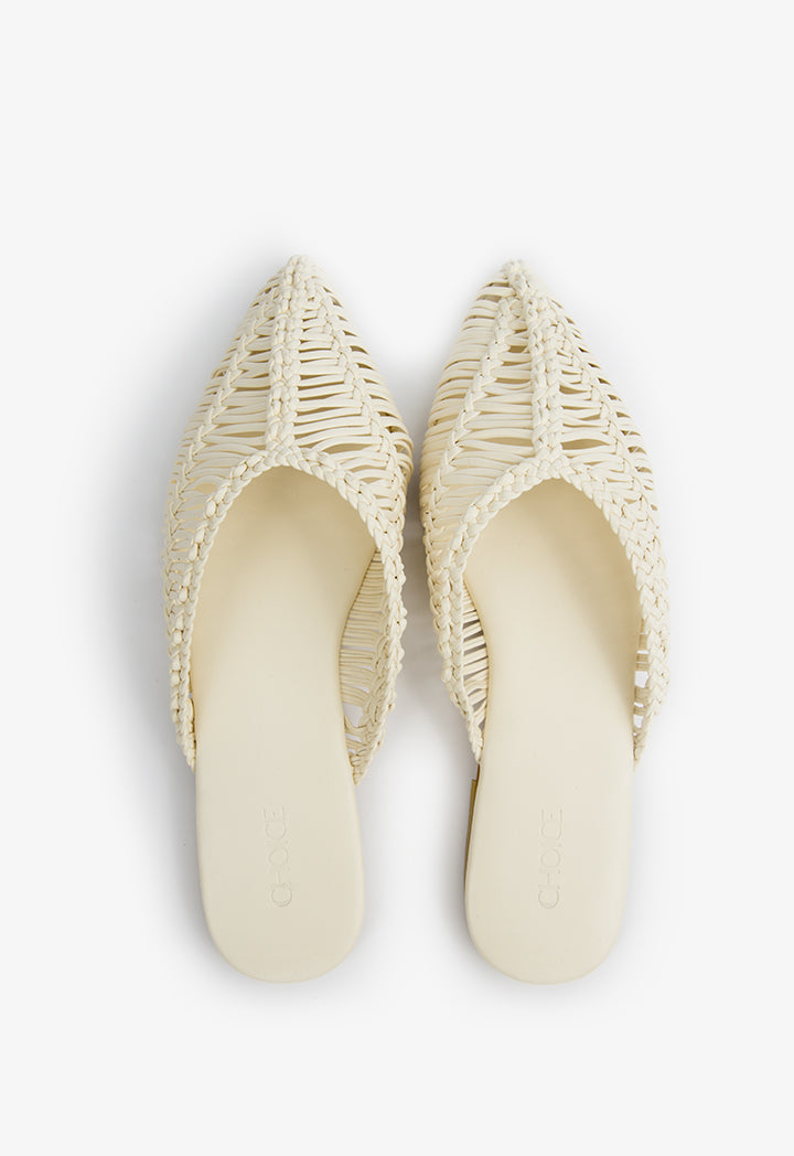 Choice Braided Flat Mules Off White