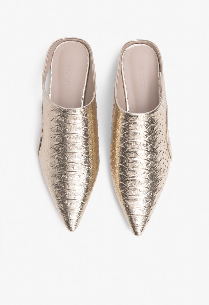 Choice Pointed Toe Metallic Mules Gold