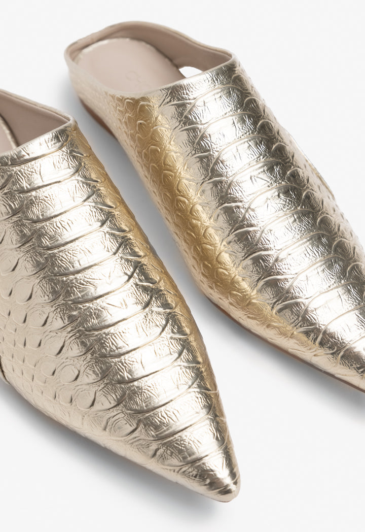 Choice Pointed Toe Metallic Mules Gold