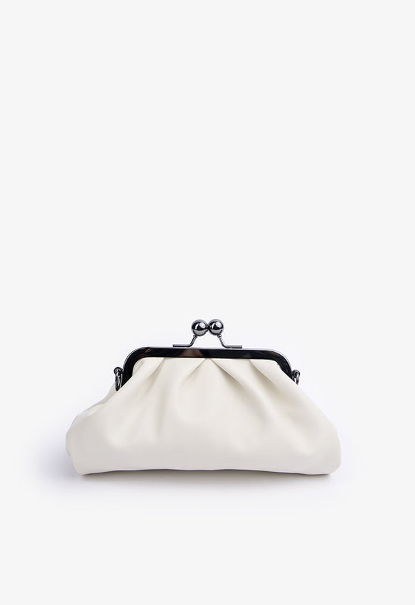 Choice Clutch Bag With Metallic Chain Offwhite
