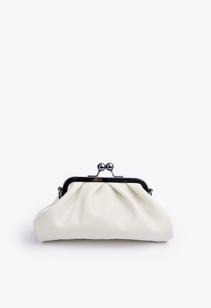 Choice Clutch Bag With Metallic Chain Offwhite