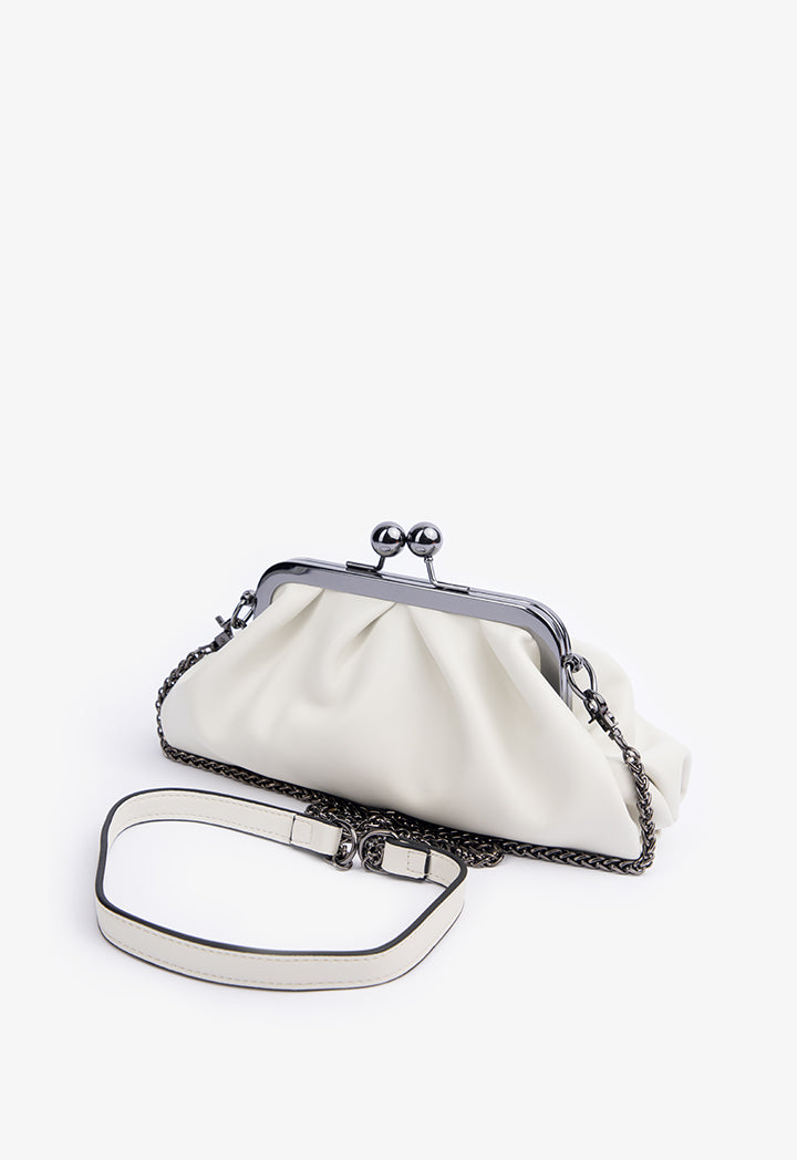 Choice Clutch Bag With Metallic Chain Offwhite