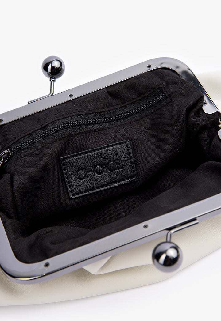 Choice Clutch Bag With Metallic Chain Offwhite