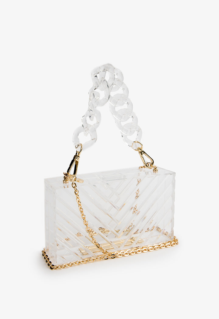 Choice Transparent Bag With Chain Detail Transparent