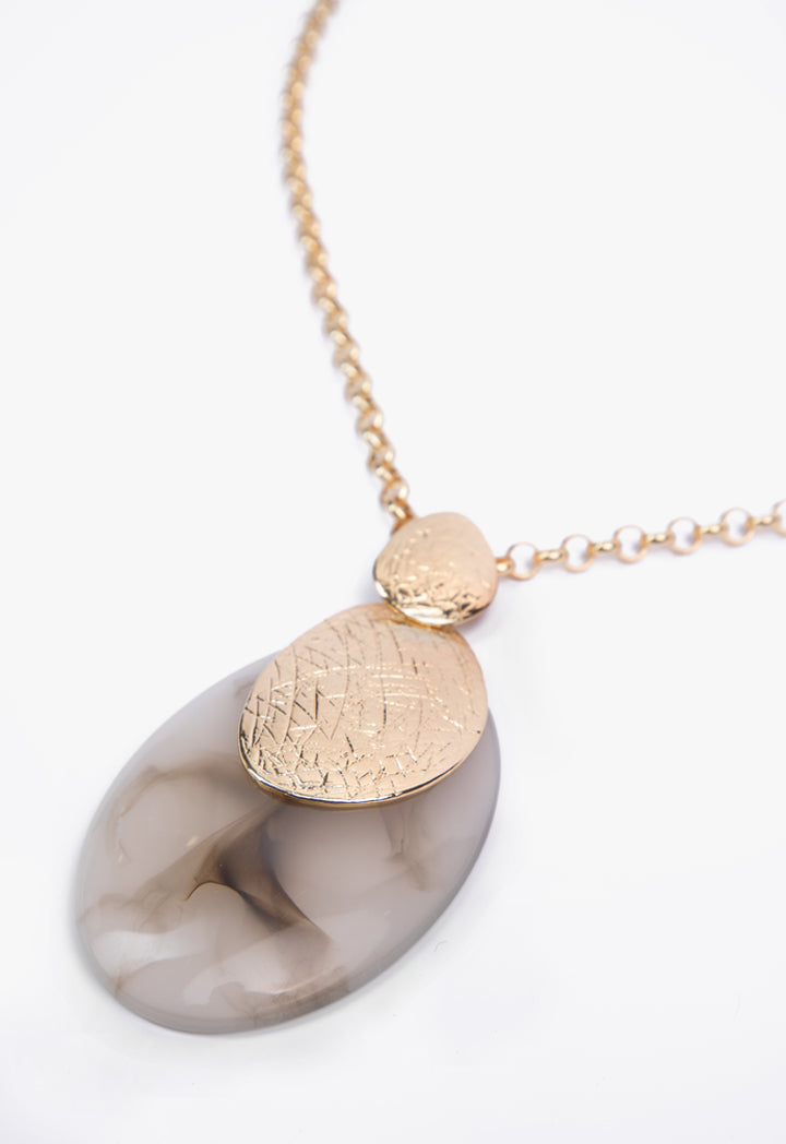 Choice Ethnic Hammered Stone Necklace White