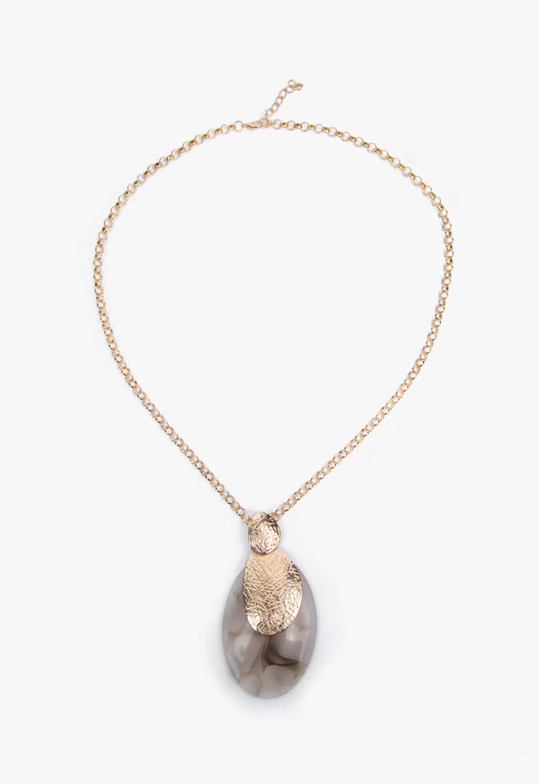 Choice Ethnic Hammered Stone Necklace White