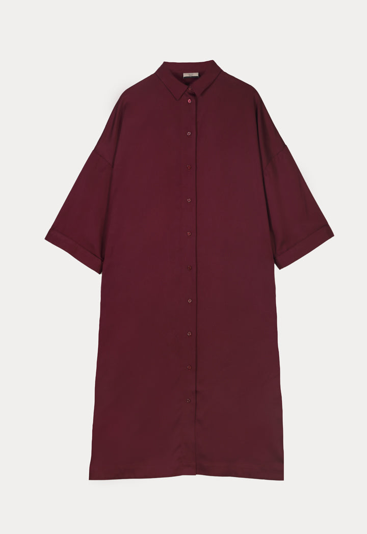 Choice Drop Shoulder Trendy Tone Dress Wine