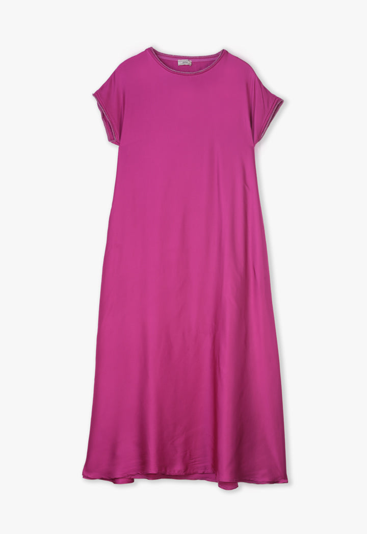 Choice Maxi Solid Flared Dress Fushia