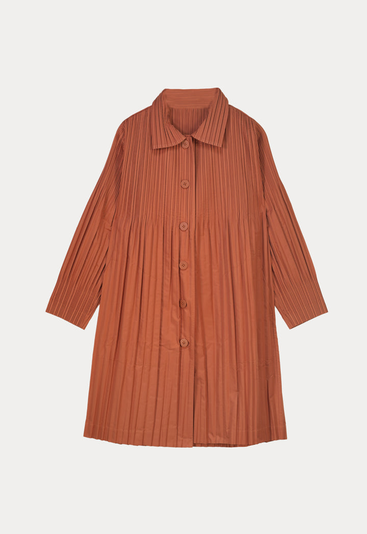 Choice Pleated Shirt Dress Brick