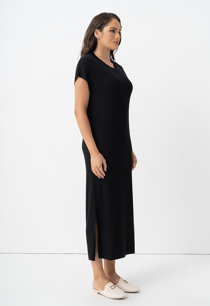 Choice Sleeveless Knitted Maxi Dress Black