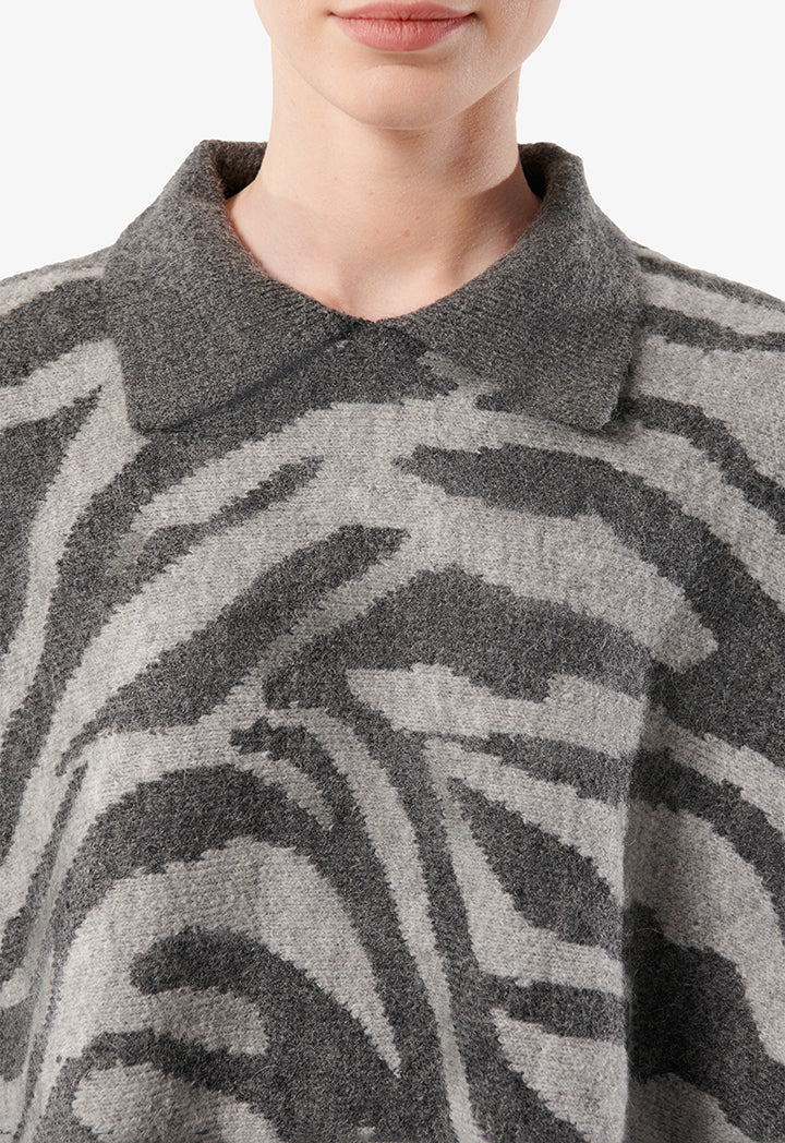 Choice Zebra Print Knitwear Grey