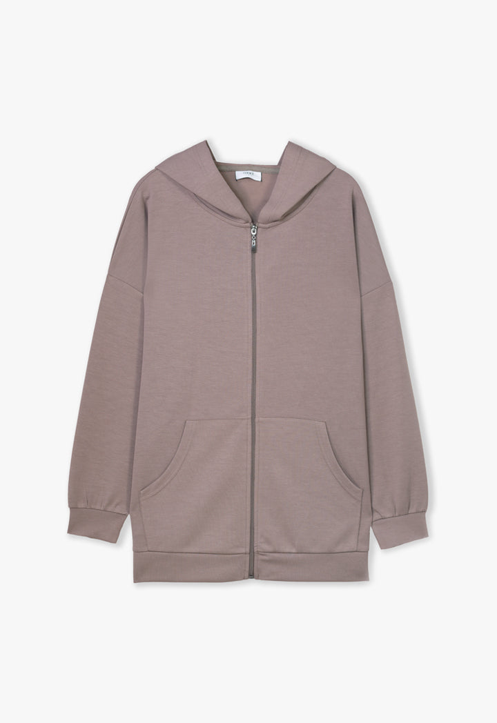 Choice Zip Up Hooded Sweatshirt Brown