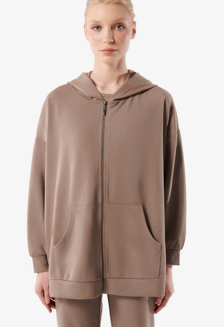 Choice Zip Up Hooded Sweatshirt Brown