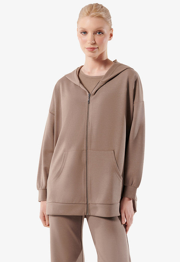 Choice Zip Up Hooded Sweatshirt Brown