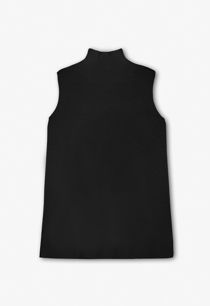 Choice Basic Sleeveless Knitted Top Black