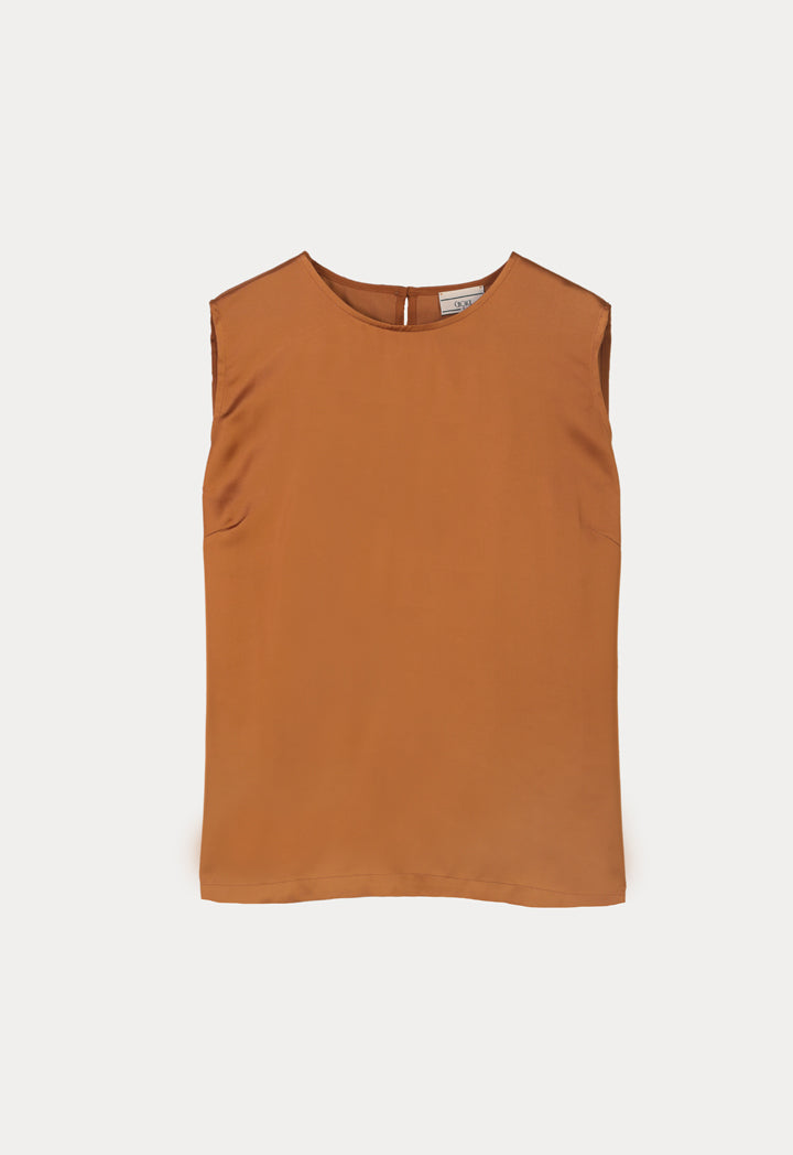 Choice Solid Sleeveless Top Brown