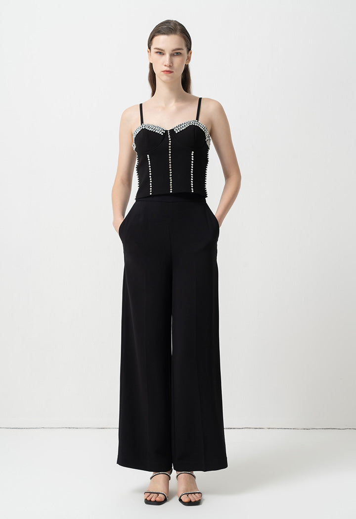 Choice Solid High-Waist Trousers Black