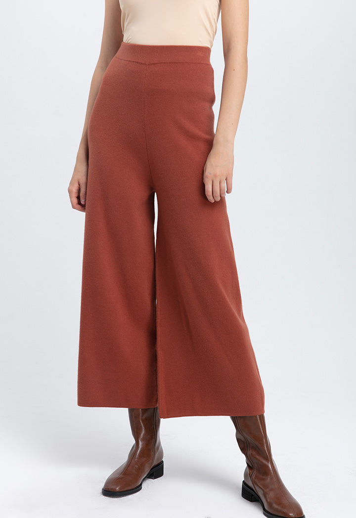 Choice High Rise Elasticated Waist Knitted Pants Cinnamon