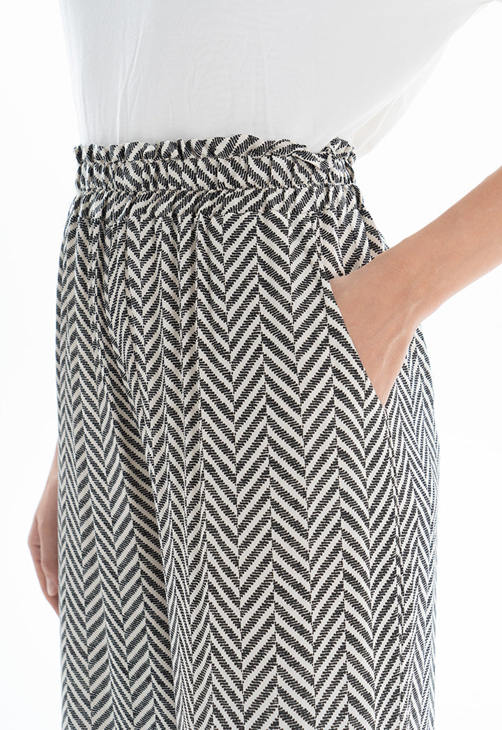 Choice Contrast Chevron Wide Leg Pants Offwhite