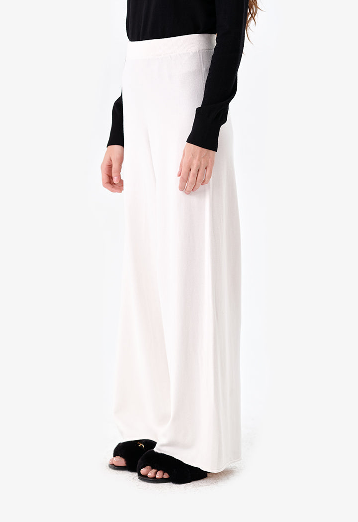 Choice Solid Wide Leg Trousers Offwhite