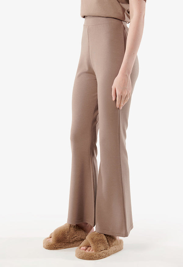 Choice Flare Hem Trousers Brown