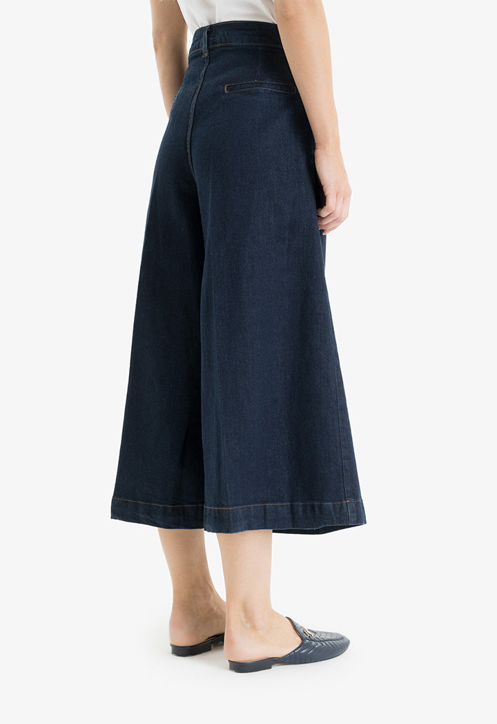 Choice Wide Leg Denim Trousers Navy