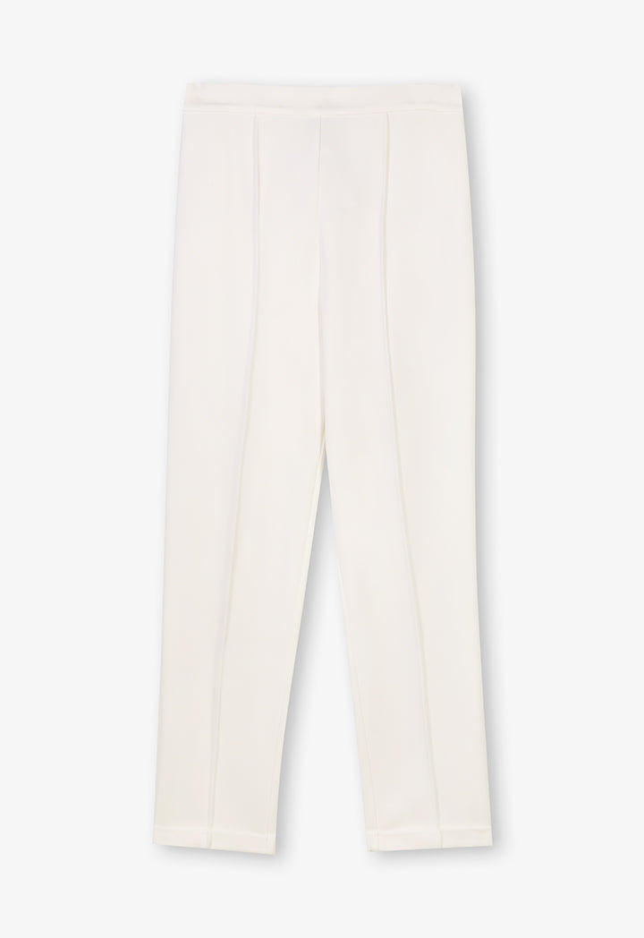 Choice Rib Detailed Solid Trousers Off White