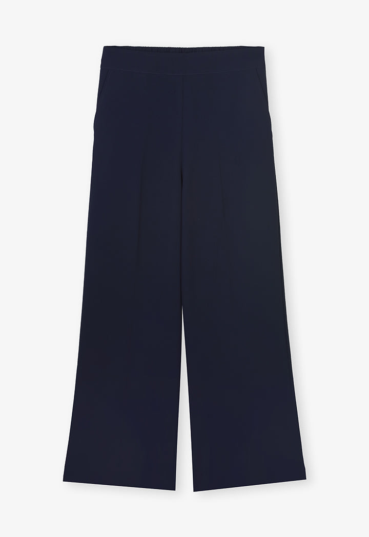 Choice Wide Leg Solid Trousers Navy