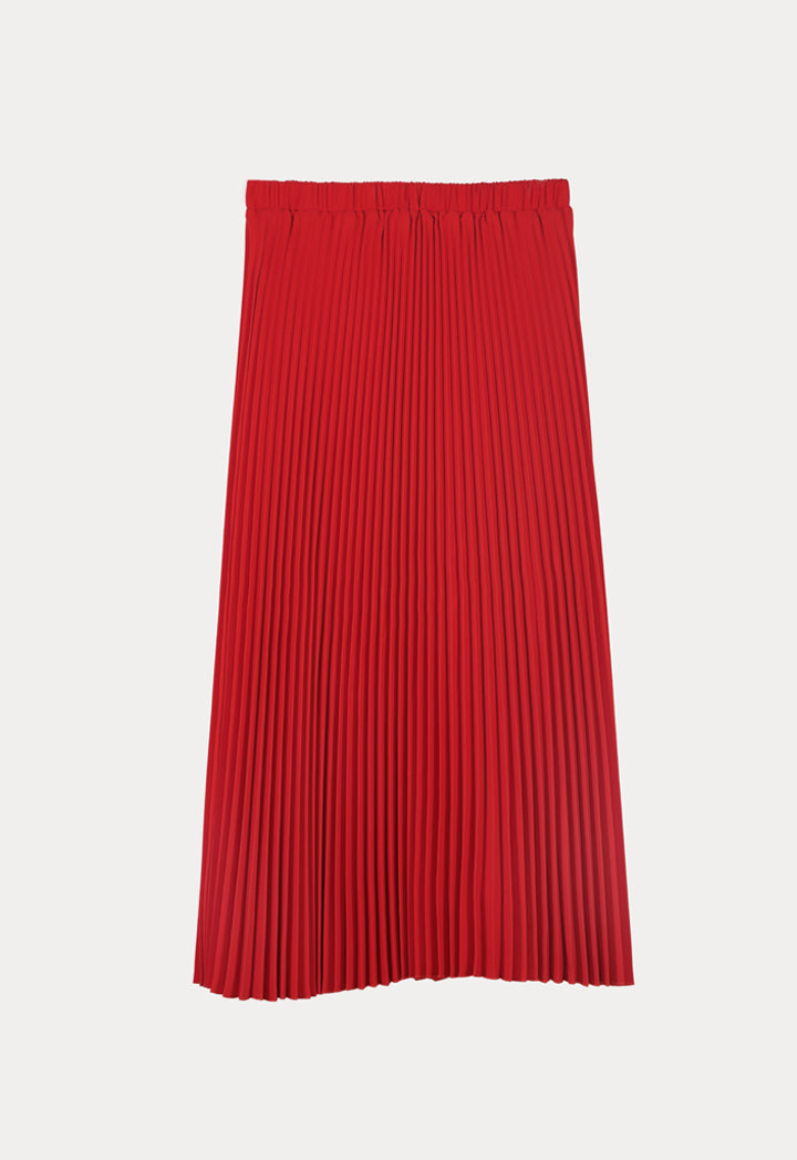 Choice Pin Pleated Maxi Solid Skirt Red