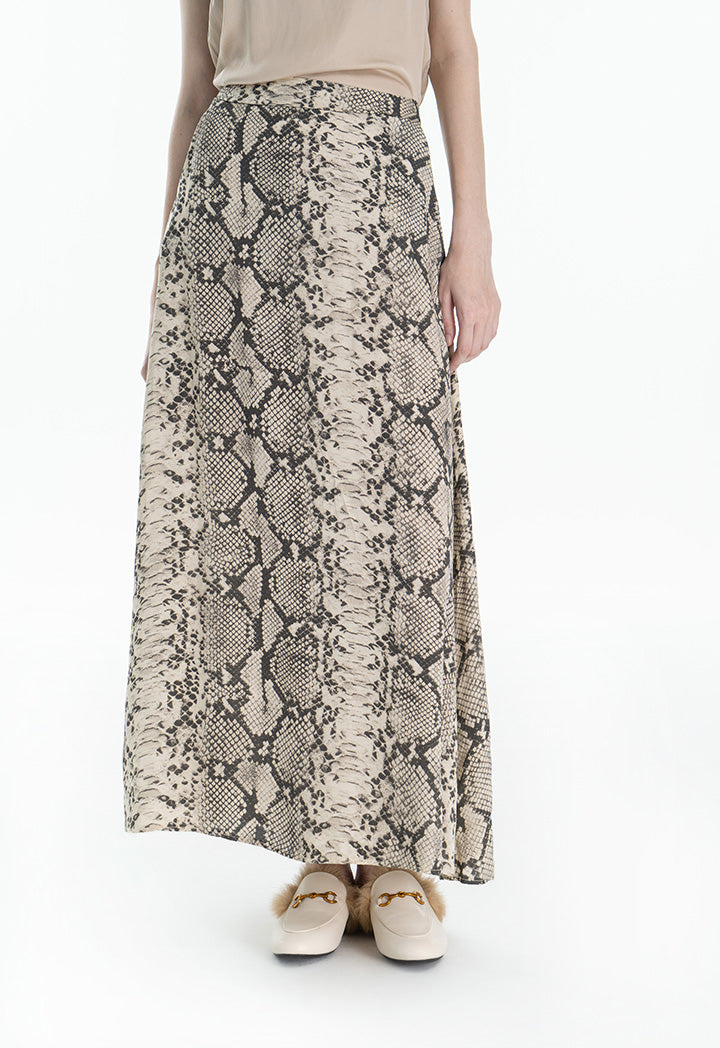 Choice Snake Printed Maxi Skirt Off white