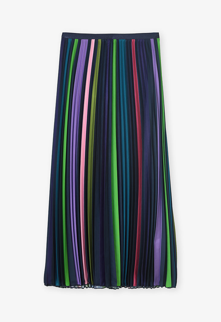 Choice Printed Pleated Maxi Skirt Multi Color