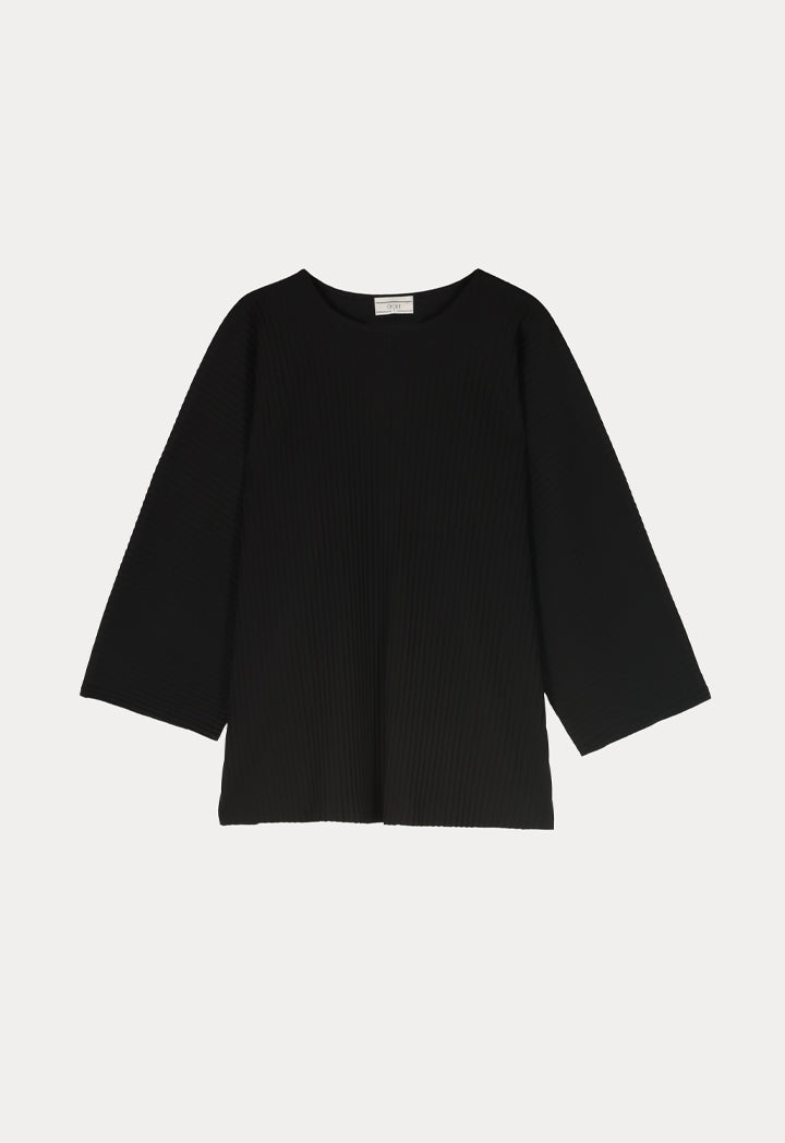 Choice Dolman Sleeve Pleated Blouse Black