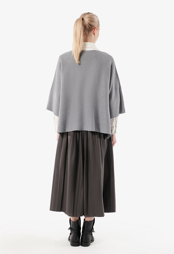 Choice Side Slit Textured Knitted Blouse Grey Melange