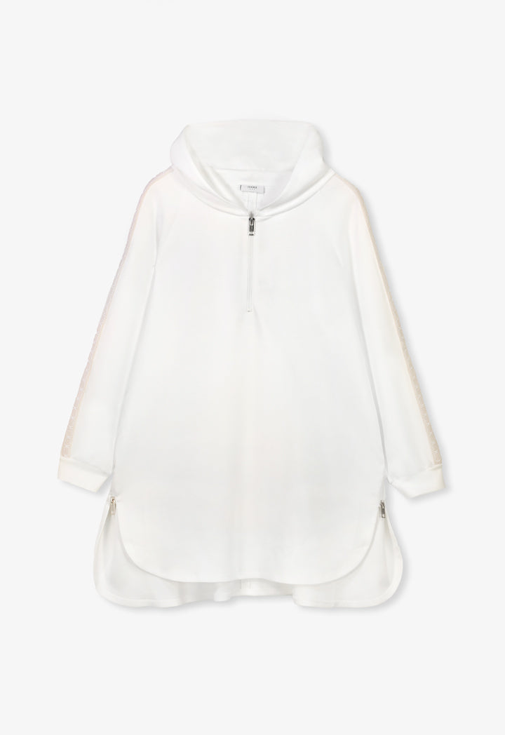 Choice Raglan Sleeves High-Low Hoodie Off White