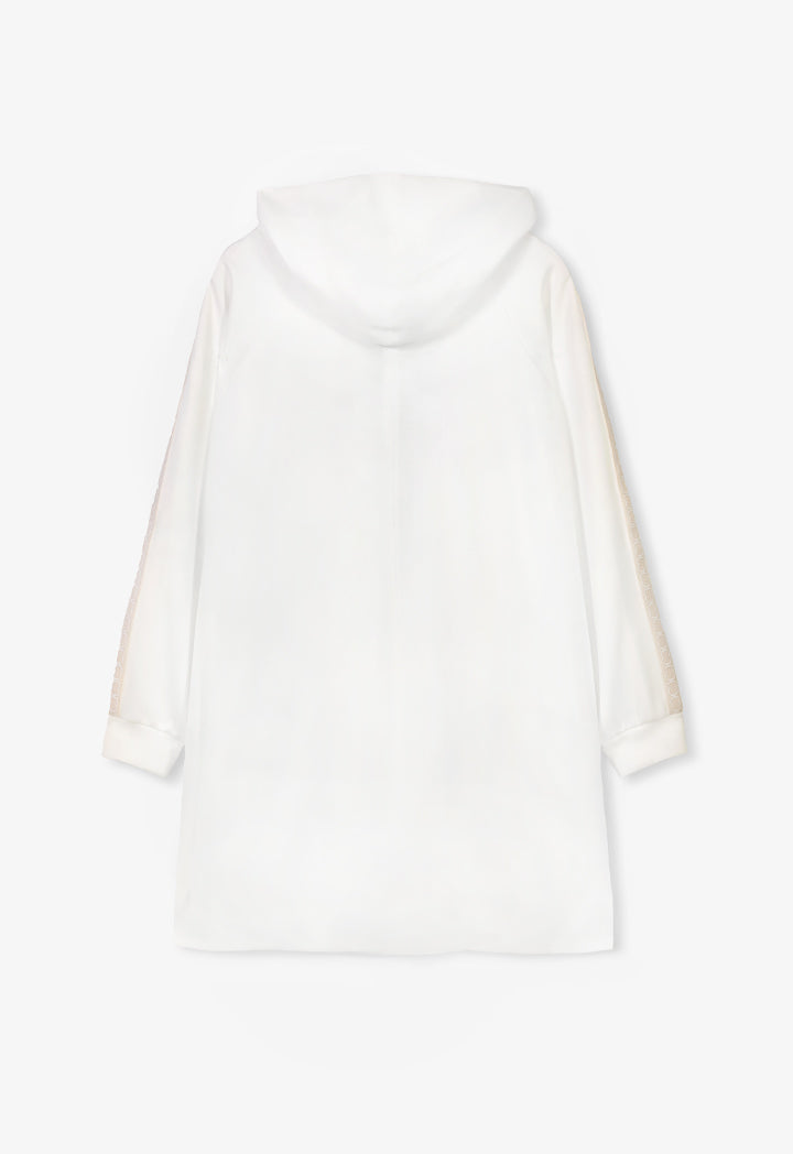 Choice Raglan Sleeves High-Low Hoodie Off White