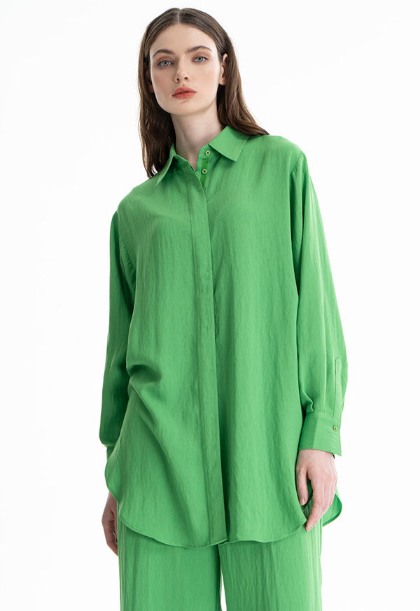 Choice Single Tone Classic Blouse Green