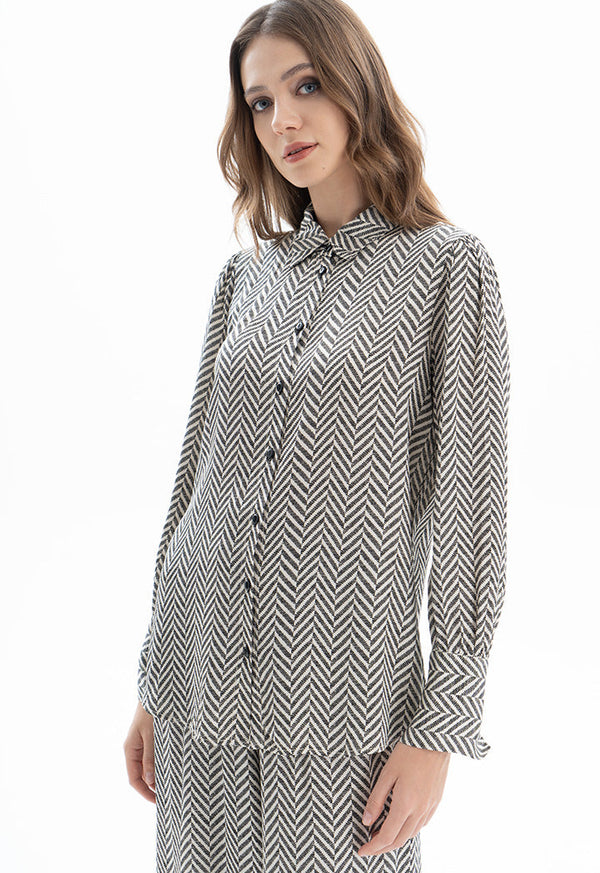 Choice Chevron Pattern Shirt Offwhite