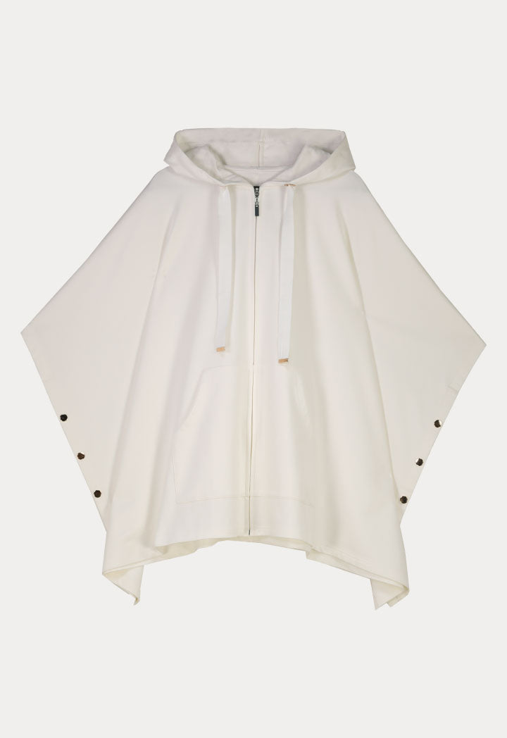 Choice Hoodie Kangaroo Pocket Poncho Cape Coat Off White